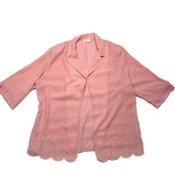 Carina Fashion vintage women’s size 3XL all pink long sleeve floral open blouse - Picture 7 of 7